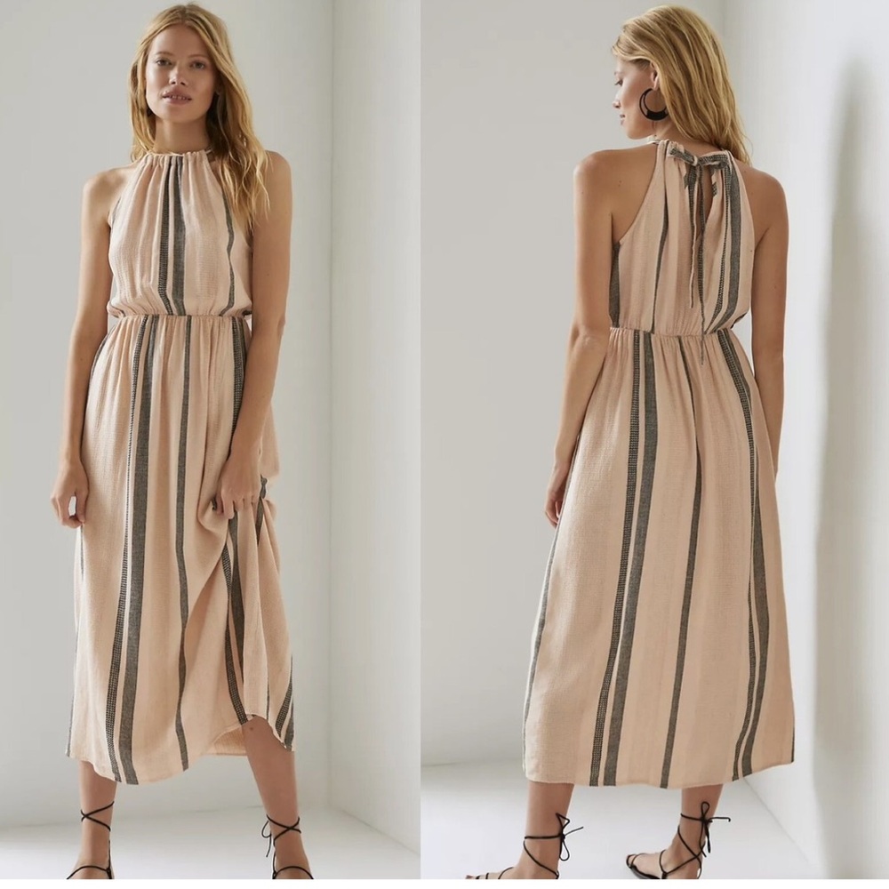 Anthropologie Cloth & Stone sz M Halter Maxi Dress Linen blend